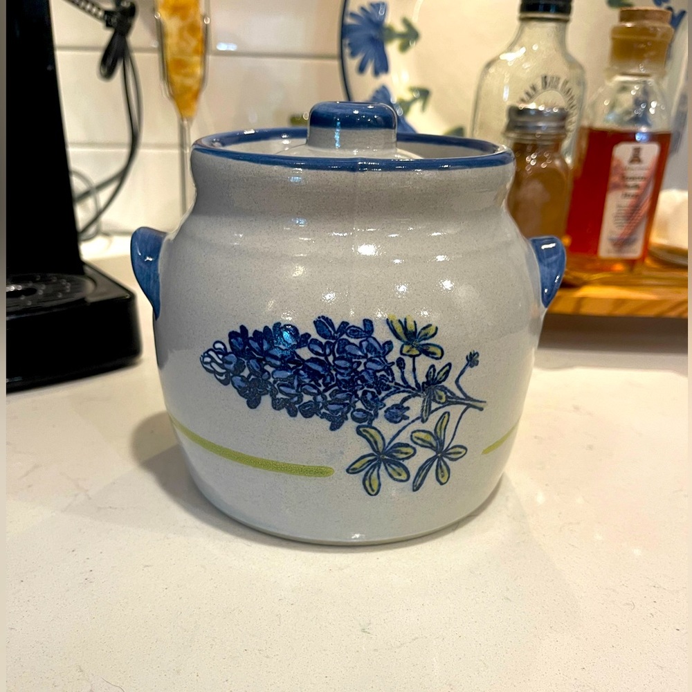 Louisville stoneware crock bluebonnet candle cover